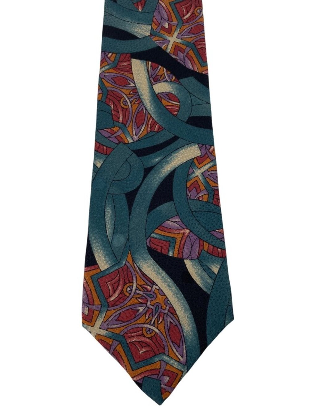 Via Manzoni Multicolor Abstract Design 100% Silk Mens Tie Necktie